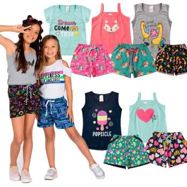 Imagem de Kit 5 Conjuntos Verão Roupa Infantil Juvenil 1 ao 8 Menina - Anale, So