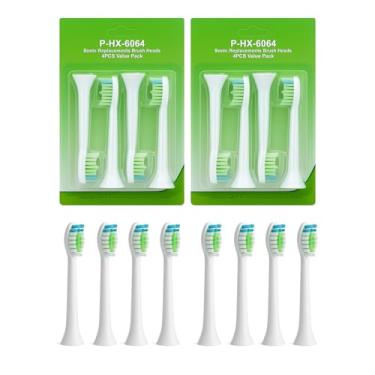 Imagem de Kit Refil Escova de Dente Elétrica 8 Unidades Compatível com Colgate Philips SonicPro e Sonicare - ZUMO (Branco, Único)