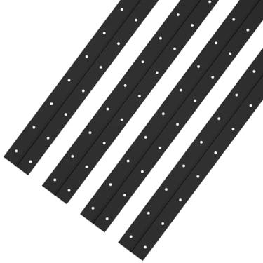 Imagem de 4 peças dobradiças pretas contínuas e de piano de 40,6 cm, dobradiça de piano de aço inoxidável resistente com orifício, dobradiça dobrável para porta de armário de 0,1 cm de espessura/3 cm de largura