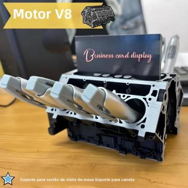 Imagem de Organizador De Mesa Em Resina Preta Para Bloco De Motor, Porta-cartões