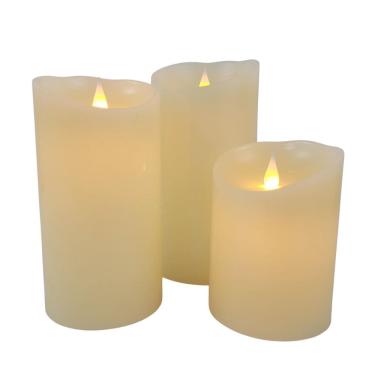 Imagem de Kit 3 Vela De Led Cintilante Decorativa Redonda Parafina