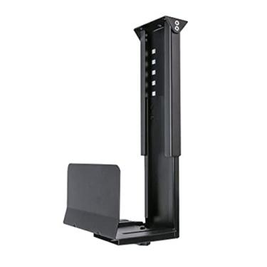 Imagem de Suporte de CPU Suporte de CPU sob a mesa – Suporte de PC lateral de parede ajustável, suporte universal para PC resistente, suporte de torre de PC para até 25 kg (preto)