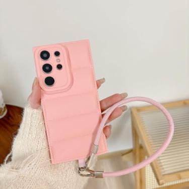 Imagem de Capa de luxo com alça de pulso e cordão para Samsung Galaxy S25 S24 S23 S22 S21 Plus FE Ultra A26 A36 A56 A35 A55 The Puffer Soft Cover, A3, para Samsung A56