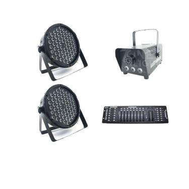 Imagem de Kit 2 Par Leds 1 + Máquina De Fumaça 600W + Mesa Dmx 512
