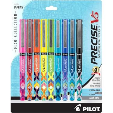 Imagem de Pilot, Coleção Precise V5 Deco, canetas esferográficas com tinta líquida, ponta extrafina, 0,5 mm, cores sortidas, pacote com 9