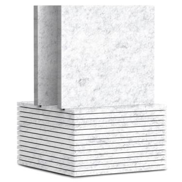 Imagem de TroyStudio Painéis acústicos de 15 peças, telhas de revestimento de parede de feltro de poliéster de 30,5 x 30,5 cm, painel de absorção de som, almofadas decorativas de reverberação de eco para