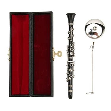 Imagem de Réplica de clarinete em miniatura com suporte e mini Mini Modelhouse Model Decoration 5,12 polegadas