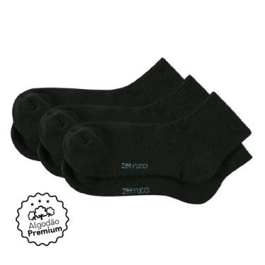 Imagem de Kit com 3 Pares Meias Cano Médio Algodão Preto - Zee Rucci, 39-43