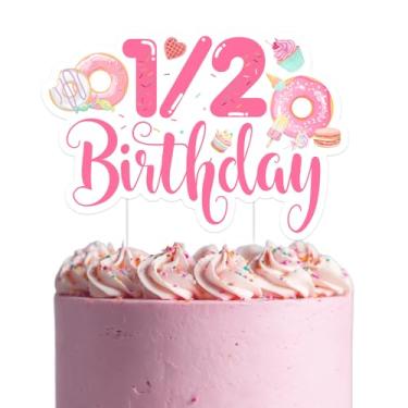 Imagem de Donut Theme 1/2 Birthday Cake Topper- Pink Donut Cake Decoration for Sweet Donut Theme Birthday Party Baby Shower Supplies