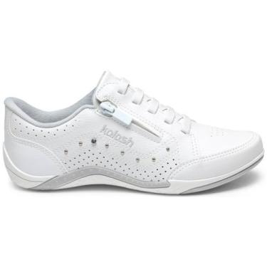 Imagem de Tenis Casual Kolosh Calce Fácil Palmilha Gel Zíper Brilho, Branco, 37