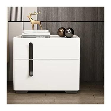 Imagem de Mesa de cabeceira moderna simples mesa de cabeceira para piano laca armário de cabeceira de madeira armário de armazenamento de piso inteiro mesa lateral, mesa de cabeceira branca (cor: esquerda