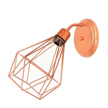 Imagem de Arandela Curva Industrial Retro Aramado Diamante Cobre Total - Stilo L