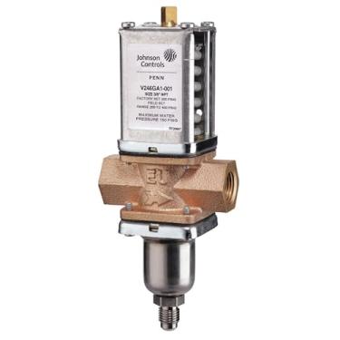 Imagem de Johnson Controls V246GC1-001C Série Penn V246 Válvula reguladora de água bidirecional para refrigerante de alta pressão, padrão norte-americano, ação direta, comercial, estilo 5, parafuso NPT de