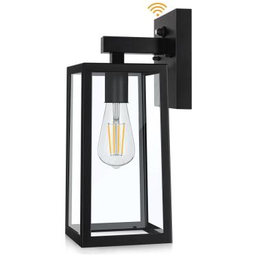 Imagem de Arandela Luminária Clássica Externa de Parede à prova dágua com Sensor, Base E26, 1 Unidade, SHINE HAI 2032BC LS, Preto