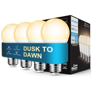 Imagem de Lâmpada LED Sensor de Movimento 450LM, 100W Frio 3000K, 4 Un, MIKEWIN, Branco