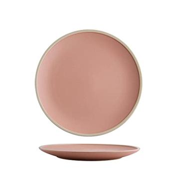 Imagem de Prato de serviço Pratos de jantar de porcelana de 26,5 cm Pratos de sobremesa redondos foscos elegantes para salada de sushi, bife e macarrão, pratos de mesa domésticos, pratos de cores sortidas (Cor