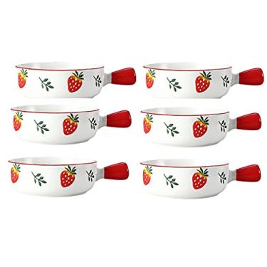 Imagem de Tigela de cereais 590 ml tigelas de sopa com alças mini caçarola - para sopa de tortilha, aveia, cereal, torta de frango, ensopado de carne, sopa - conjunto de 6 tigelas de sopa para cozinha (cor