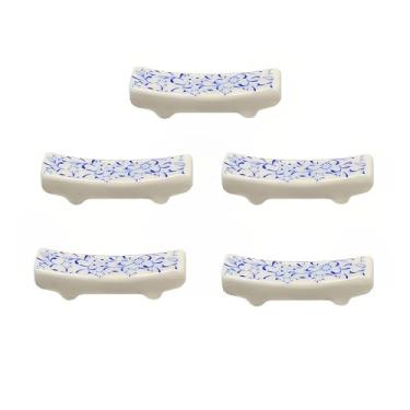 Imagem de 5 pares de pauzinhos de porcelana para bancada, descanso de pauzinhos de cerâmica fofo (girassol azul)