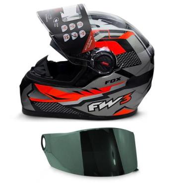 Imagem de Capacete Moto Fechado Fw3 Modelo Gtx Fox Mais Viseira Adicional, Grafi
