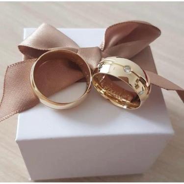 Imagem de Par Alianças Casamento Moedas Antigas Abaulada 7MM Friso e Pedra + Gra