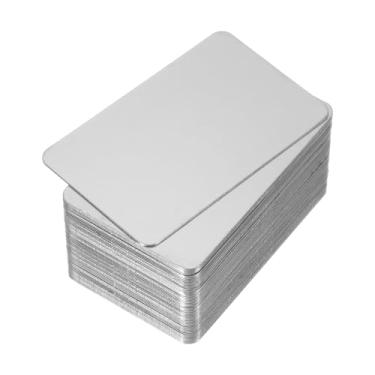 Imagem de PATIKIL Cartões de visita de metal de aço inoxidável de 0,8 mm, pacote com 50 cartões de visita em branco fosco, gravação a laser para cartões de presente DIY, prata