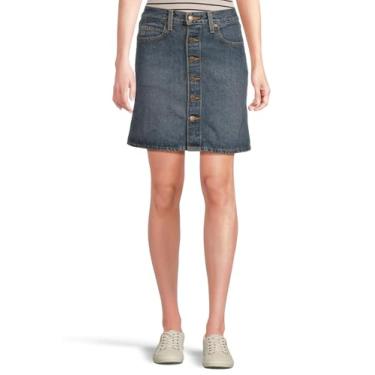 Imagem de Levi's Saia feminina retrô com botões frontais, Saia com oito faixas, 27 Regular