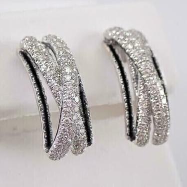 Imagem de Brincos de cruz com personalidade e esmalte preto, joias modernas para mulheres, 0.83, Latão, Zircônia cúbica