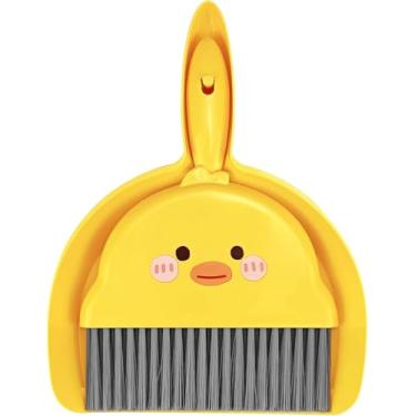 Imagem de Conjunto portátil de vassoura pequena e pá de lixo, 1 conjunto de pá e escova com escova durável, mini ferramenta fofa para teclados de detritos de mesa e gaiolas de animais de estimação, limpeza de