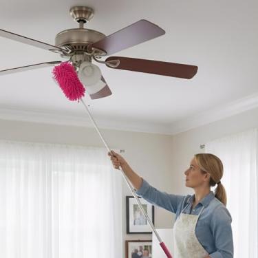 Imagem de Espanador para limpeza de mão espanador suprimentos de limpeza para teto de móveis de janela de carro de escritório (rosa vermelha, 300 cm)