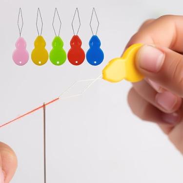 Imagem de 5 peças de passadores de agulha, laço de arame de plástico em forma de cabaça, passador de agulha faça você mesmo, ferramenta de costura manual para costura, artesanato para trabalho com agulhas
