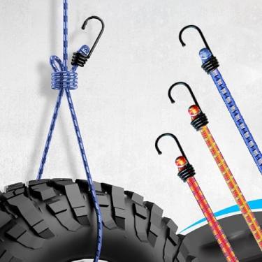 Imagem de 3 cabos elásticos longos com ganchos, cordas elásticas com ganchos, tiras elásticas, tiras elásticas, corda para movimento, acampamento, tenda, armazenamento de pacotes, caminhão, acordes Bungie 45
