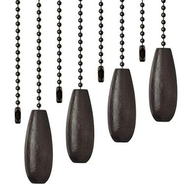 Imagem de Boao 4 peças de corrente para ventilador de teto puxa corrente de madeira extensão para ventilador de luz de teto Coffee Color 35 cm