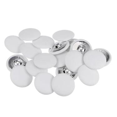 Imagem de Generic 20 peças de tecido 44L botão coberto de tecido 28 mm haste de metal botões de costura redondos para ternos blusas, branco