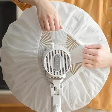 Imagem de Estilo contemporâneo, 1 peça, capa de poeira para ventilador elétrico, design plissado para proteção à prova de poeira para todas as estações - Material translúcido para casa e escritório, acessório