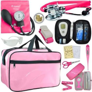 Imagem de Kit Bolsa Cores Aparelho de Pressao Esfigmomanometro Estetoscópio Medi