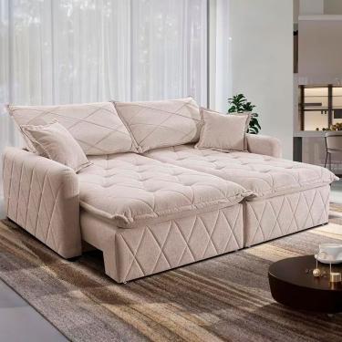 Imagem de Sofá 3 Lugares Cama Inbox Sublime Retrátil Reclinável 180cm Bege Claro