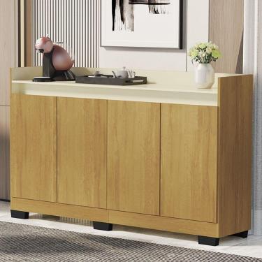 Imagem de Aparador Buffet Sala Lorde 4 Portas Mel/perola Mel/perola