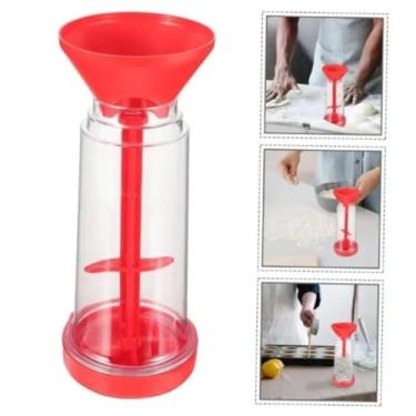 Imagem de Peneira Giratória com Misturador, Plástico Resistente, 23cm x 11cm, Capacidade 500g, Vermelha, para Tapioca e Farinhas