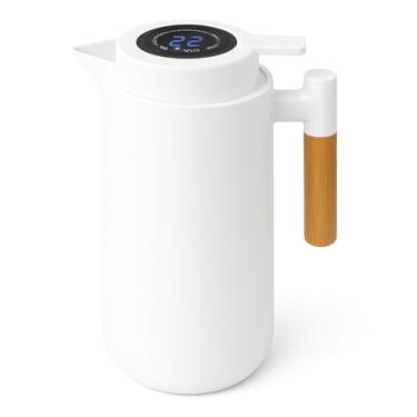 Imagem de Bule Térmico 1L em Aço Inox – Termômetro Digital com Painel LED, Conservação de Temperatura, Cor Branca