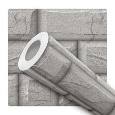 Imagem de Papel de Parede Adesivo Tijolinho Tijolo Cinza Concreto Cimento Lajota