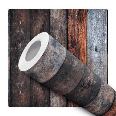 Imagem de Papel de Parede Adesivo Listrado Ripa Madeira Mesclada Vertical Painel