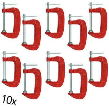 Imagem de Kit 10 Grampos Sargento Tipo C 3 Polegadas Marcenaria 100mm - 123 Útil