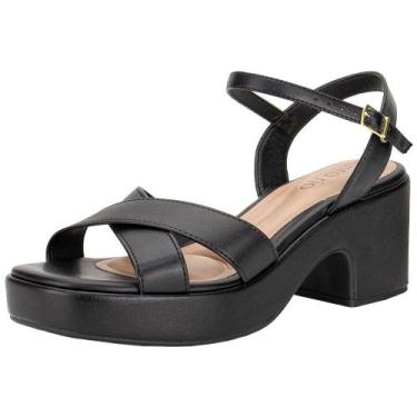 Imagem de Sandália feminina salto grosso beira rio 8517106, Preto, 37