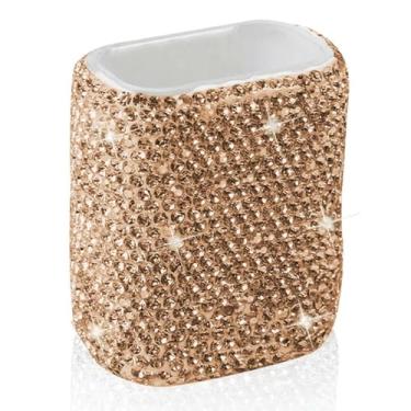 Imagem de MINGZAIQIPEI Caixa de armazenamento de carro de cristal brilhante organizadora para mulheres, comporta protetor labial, batom, pequenos cosméticos essenciais (champanhe)