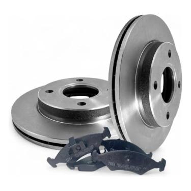 Imagem de Jogo Disco e Pastilha Freio Dianteiro Compaível com Fiesta Ka Courier 1.6 97 a 09 HF14A RCPT02670