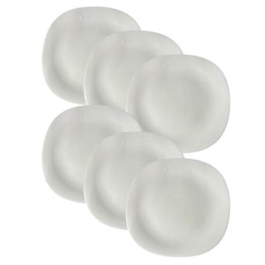 Imagem de Jogo De Pratos Vidro Raso Quadrado Branco Plaza 6 Unidades - Compra Rá