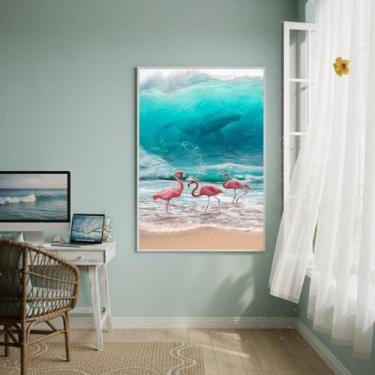 Imagem de Quadro Decorativo Arte Pink Flamingos-70X50Cm - Quadros On-Line