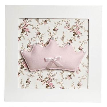 Imagem de Quadro Decorativo Corôa Rosa Quarto Bebê Infantil Menina - Potinho de 