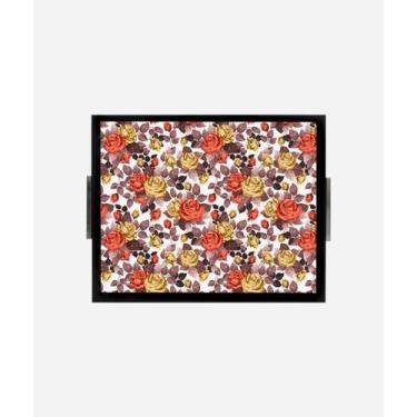 Imagem de Bandeja Estampada 30x37 - Rosa Dourada - Minha Moldura