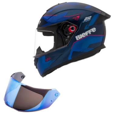 Imagem de Capacete Bieffe B12 Avant Rosa Moto + Viseira Azul (60)